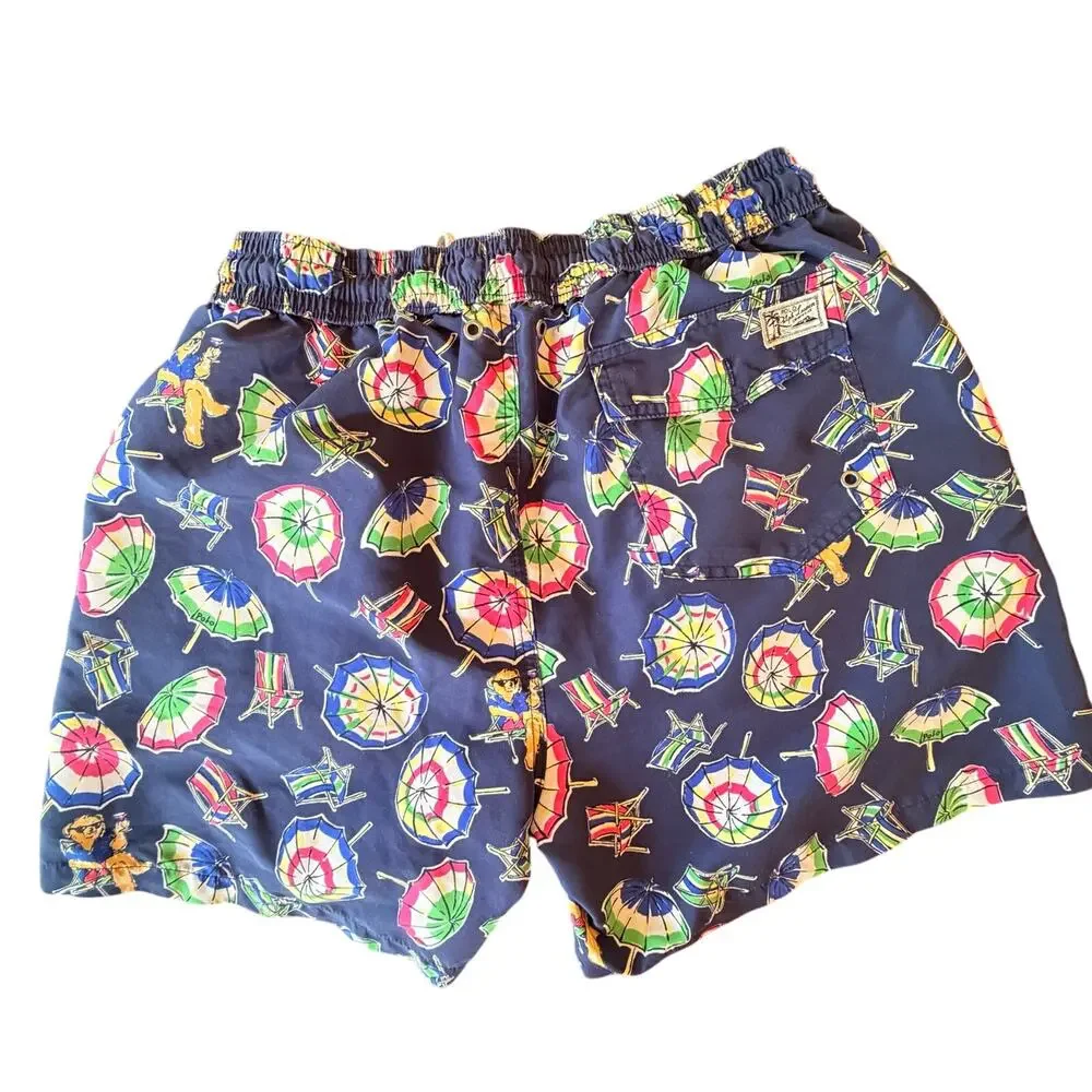 Polo Ralph Lauren Traveler Classic Swim Trunk 5.75 XL Umbrella Bear logo lined